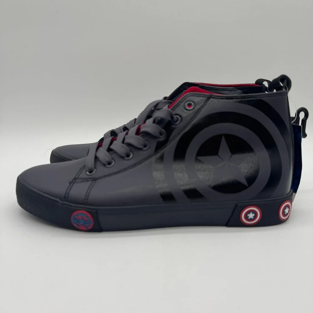Marvel Ground Up Captain America Mens High Top Sneakers Grey Black Red Size 10.5